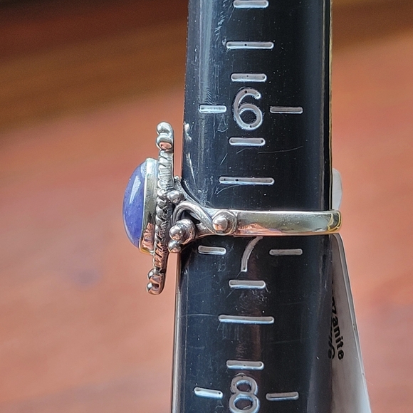 Tanzanite Handmade Pear Shape Sterling Silver Size 6.5 Ring - Picture 7 of 8